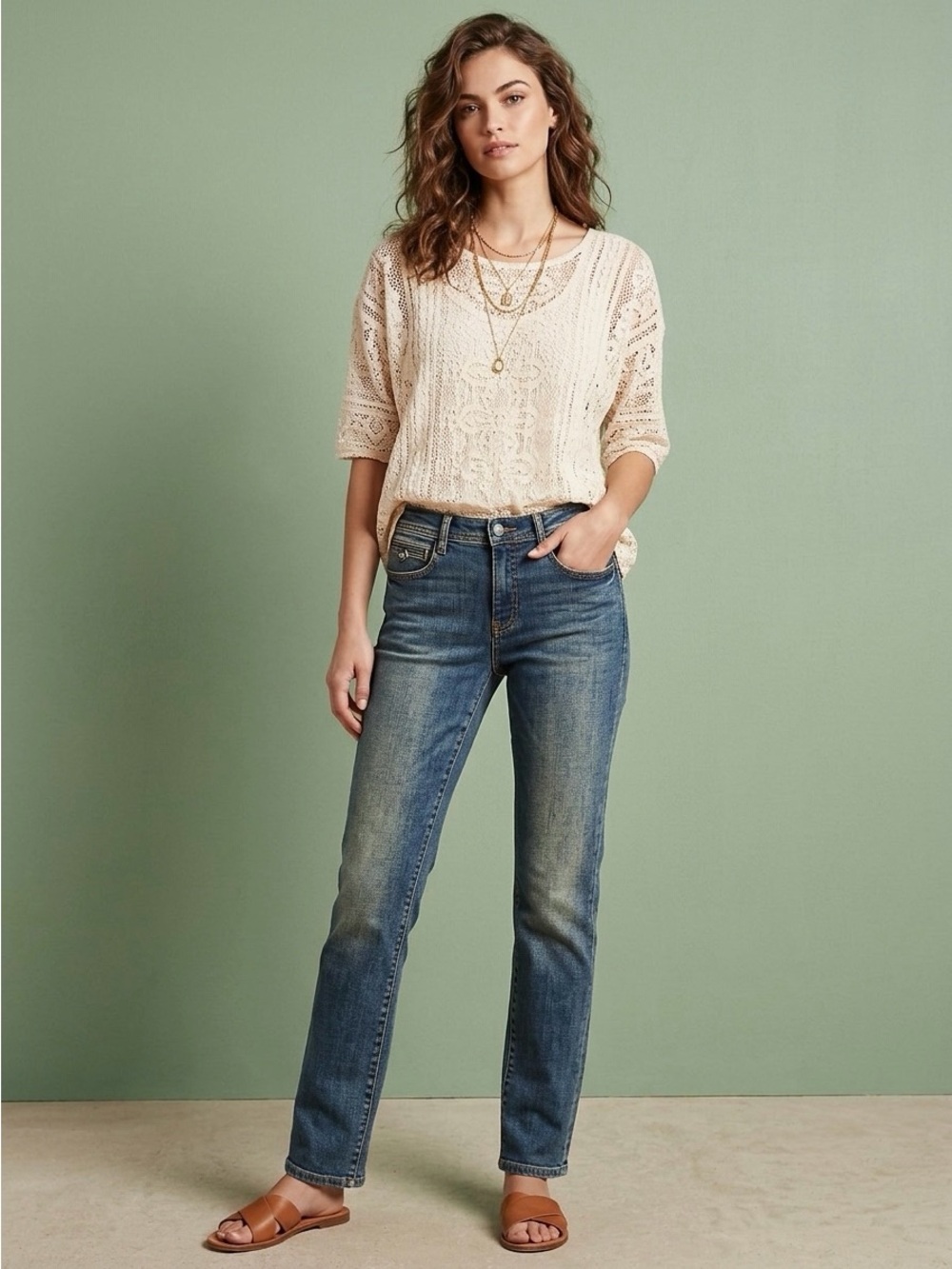 Anthropologie Pilcro & the Letterpress Straight-Leg Jeans Mid Rise Blue Size 27